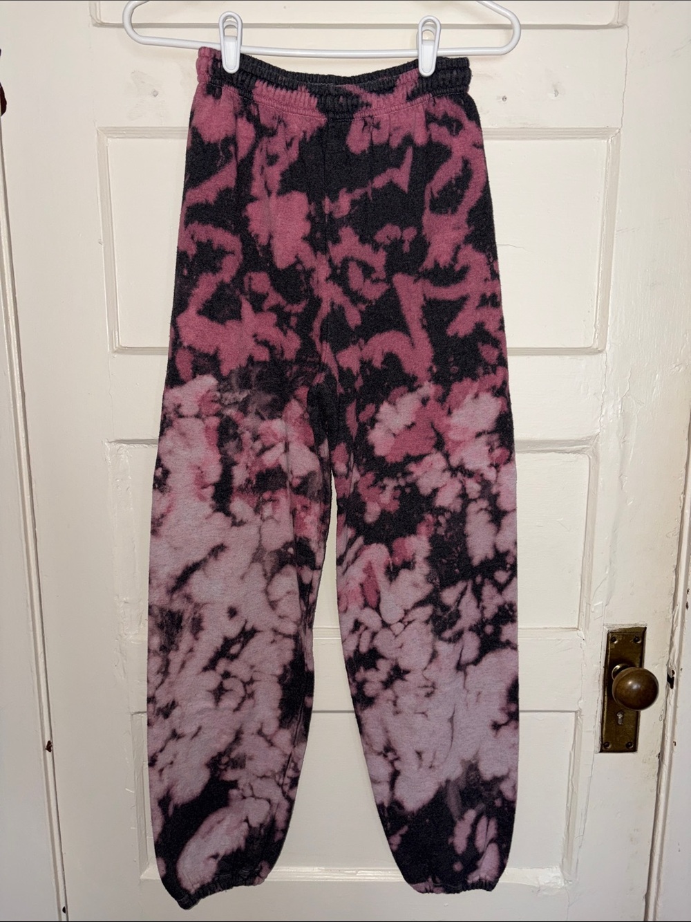 Tie-Dye Fleece Track Pants - Pink & Black